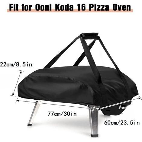 Housse de Protection de Four à Pizza 77x60x22cm pour Ooni Koda 16, tissu Oxford 420D, portable, étanche, résistante aux intempéries, accessoire pour four à pizza extérieur, Noir