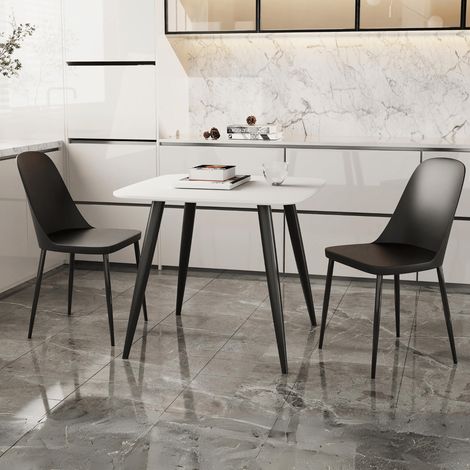 Duo Chair Plastic Seat with Metal Legs (Set of 2) - L53.5 x W46 x H84 cm - Black - Flat Packed (1/3)