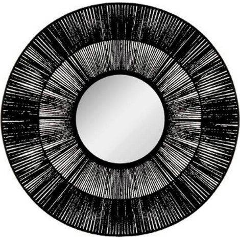 Miroir Rond Motif Ethnique "Landy" 76cm Noir