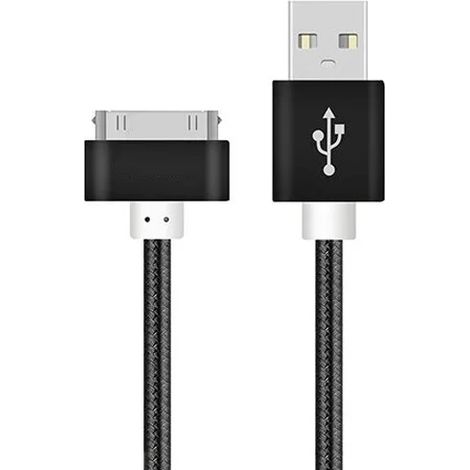 Câble USB de charge rapide compatible avec Apple iPhone 4/4s/3GS/3G, iPad 1/2/3 et iPod Nano touch. Adaptateur de chargeur original 30 broches pour la synchronisation des données. Noir. (1/5)