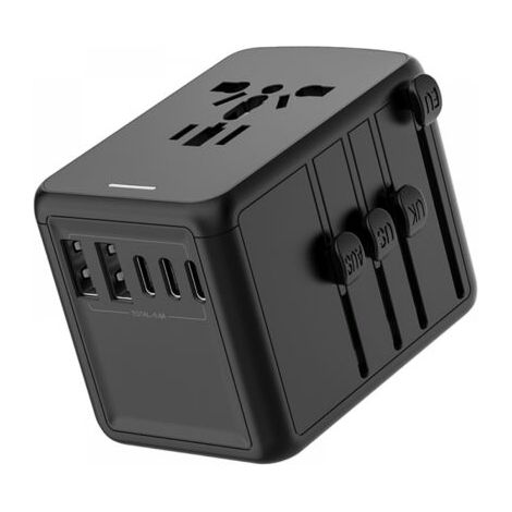 L'adaptateur de voyage universel fournit un port USB-C 5,8 A 3 x 3,0 A, un port USB-A 2 x 2,4 A et plusieurs prises CA, un adaptateur de prise d'alimentation international intégré et un chargeur globa (1/5)