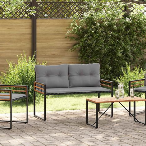 vidaXL  Wooden Layer Bench  with Cushion Light Grey 114 x 55 x 77 cm