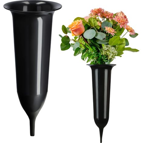 Vase, Design Élégant, Résistant aux Intempéries, noir, L (1/2)