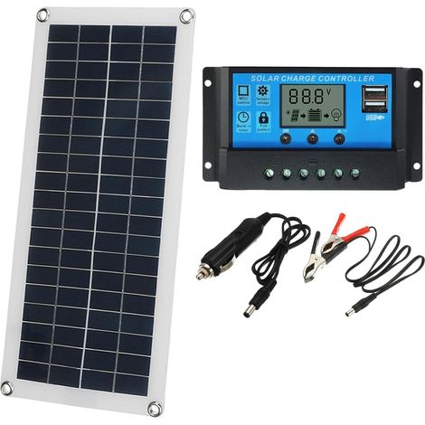 Solarpanel Set  Wasserdichtes Solar-Ladegerät 18V 12W  Solar-Wartungsladegerät mit 10A Laderegler für 12V Batterien, Autos, Boote, Camping-, Motorräder