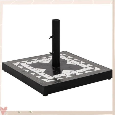 362224 Base de parasol noir et blanc carré 12 kg (1/5)