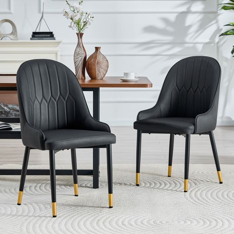 Chaises polyuréthane noires – Lot 2 – Motif éclair – Hydrofuges – Résistantes – Cuisine/Café/Commercial (1/5)