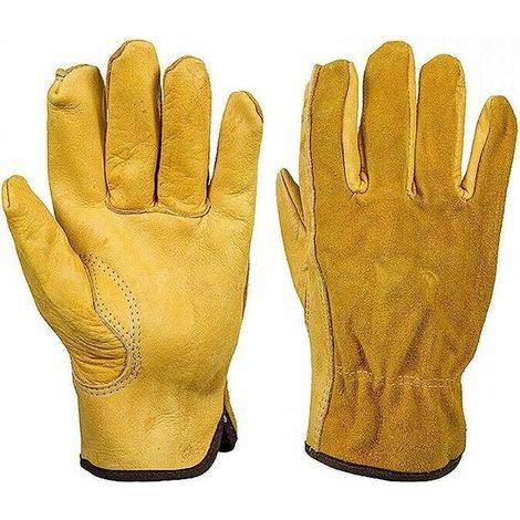 Preuve épine Gants de Jardinage pour Hommes Femmes, Gants de Travail en Cuir Jaune, Gants de Jardinage Complet, XL.--Lefou (1/5)
