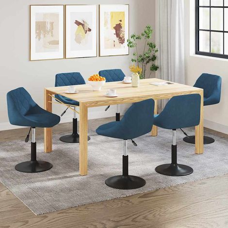 vidaXL Silla de comedor giratoria 6 uds terciopelo azul (1/4)