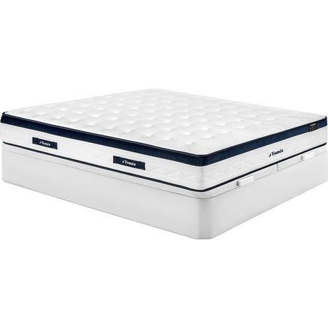 Set 180 x 200 cm rete letto contenitore bianco + materasso a molle insacchettate 5 zone tessuto rinfrescante sp.28cm - KOROVOU di YSMÉE (1/5)