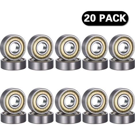 20 Stück 608 ZZ Kugellager, 608ZZ Metall-Doppelt abgedichtete Miniatur-Rillenkugellager für Skateboards und 3D-Drucker (8 x 22 x 7 mm) (1/5)