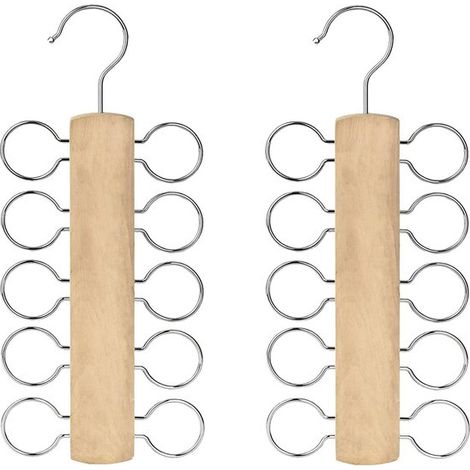 Cintre - Porte-foulards - Rangement pour foulards - Porte-cravates - Lot de 2 cintres - Porte-ceintures (1/5)