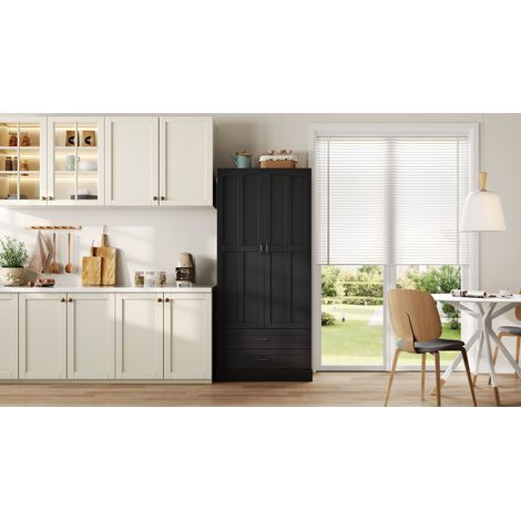 Meuble de cuisine en MDF avec 3 étagères coulissantes, tiroirs et double porte avec rangements intérieurs pour cuisine et salon (1/5)