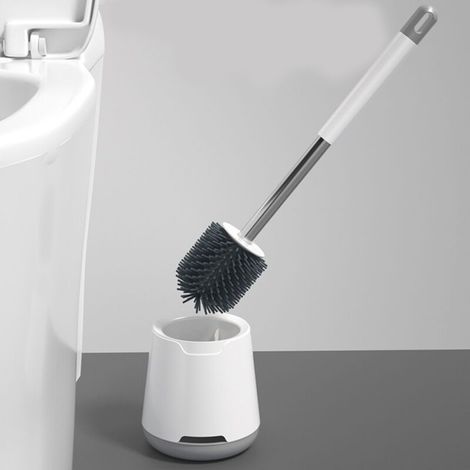 Brosse WC Toilette Silicone, Balai WC et Supports, Poignée Plastique Antidérapante, Poils Flexibles (1/5)
