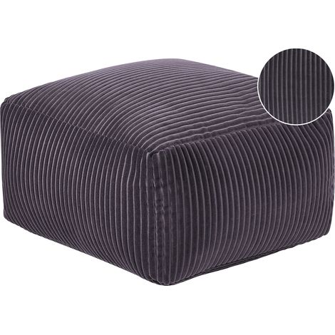Puf de pana gris oscuro 50 x 30 cm bolas EPS reposapiés relleno sólido Mukki (1/5)