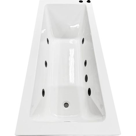 Siera Whirlpool Spa Bath 1700mm x 700mm Square Style with Black Jets Options, 11 Jets