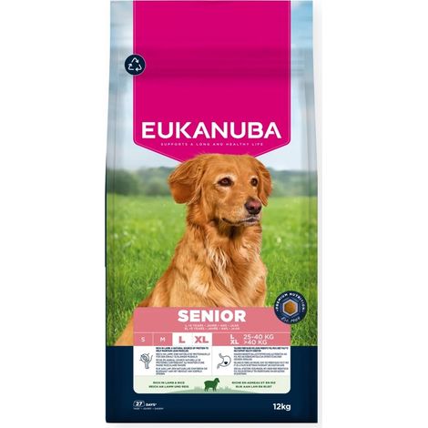 EUKANUBA Croquettes pour chien senior de grande taille, agneau et riz, 12 kg (1/3)