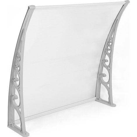 Auvent de Porte d'entrée Toit Marquise en Polycarbonate Porte Résistante Toit Abri Protection Contre La Pluie et UV,(60 100 cm),Cadre Gris (1/4)