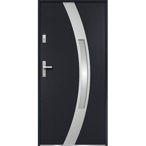 Porta d'ingresso apertura a destra H207 x L100 cm in Acciaio smaltato e Inox Antracite - TROFA (1/2)