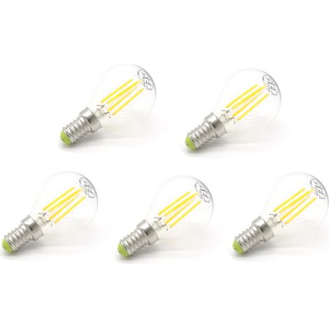 Pack 5 Bombillas Esféricas Filamento Led E14 4W 2700k