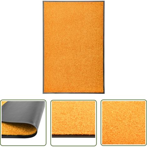 The Living Store Paillasson lavable Orange 60x90 cm - Tapis D'entrée - Paillasson Extérieur - Paillasson Intérieur - Tapis Absorbant - Tapis Lave-linge (1/5)