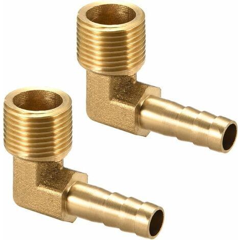 Raccord Cannelé Tuyau Barbillon Laiton 90° Coude 8mm Barbelé x3/8" G Mâle Tuyau 2Pcs 1000 pcs (1/5)