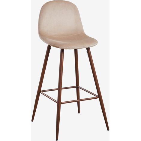 Sgabello alto Glamm in velluto SKLUM        Marrone Grano Legno scuro   
