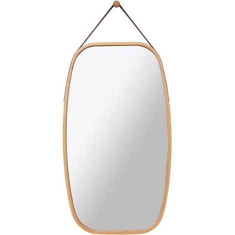 Rectangular Wooden Wall Mirror, 74x43cm, Decorative Mirror with Wooden Frame, Bedroom or Dressing Room (1/5)