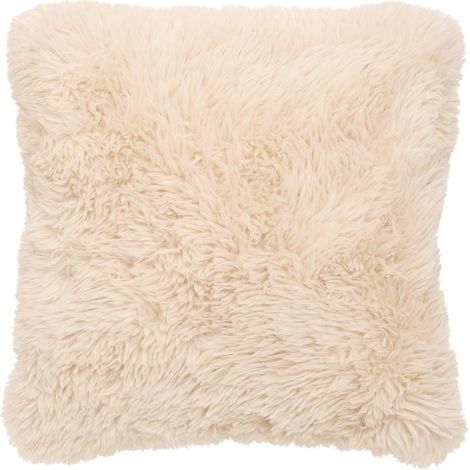 Coussin Imitation Fourrure "Duvia" 40x40cm Beige Lin (1/5)