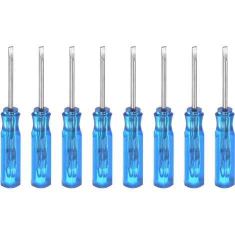 8Pcs Sl1,5 Mini Tournevis Fendu 1,5mm Tête Plate Magnétique 45mm Longueur pour Réparations d'Appareils Électroménagers, Bleu (1/5)