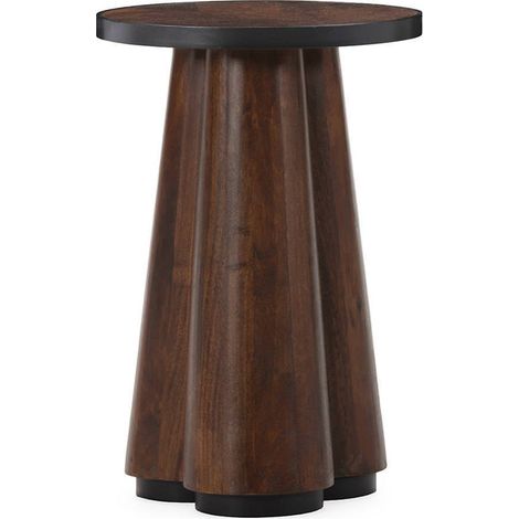 Table d'appoint ronde bois foncé et métal noir - brun et noir (1/4)