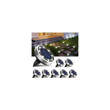 Lampe solaire extérieure étanche à 8 LED pour jardin, allées, pelouse, terrasse, cour et piscine, lumière blanche-AquaForge (1/5)