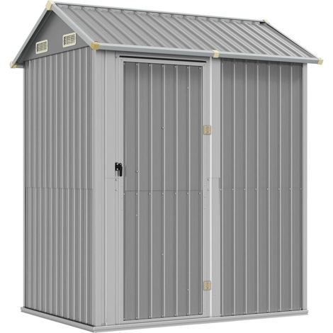 Gartenhaus grau 192x152,5x237 cm aus feuerverzinktem Stahl