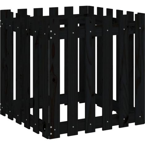 Maison Exclusive - Fioriera Giardino a Recinzione Nera 60x60x60 cm Massello Pino