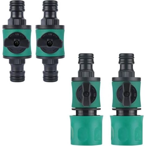 4 Pièces Vanne Tuyau Arrosage, Simple et Double Connexion Vanne-Arrosage, Plastique Vanne D'arrêt de Tuyau D'arrosage, avec Soupape Rotative, pour Jardins et Terrasses (1/4)