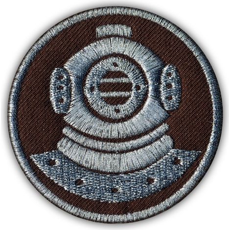 Patchion Diver (braun-silber) - Selbstklebende Rückseite - Gestickter Aufnäher/Abzeichen/Emblem