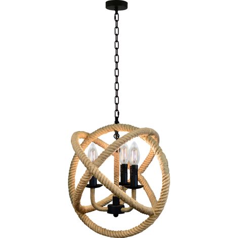 Lampada a sospensione Polux Rope 3xE14 corda Ø40cm (1/5)