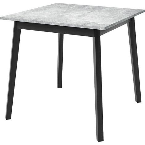 Mesa Edmond 109, Mármol gris + Negro, 77x85x85cm, Alargamiento, Aglomerado laminado, Madera