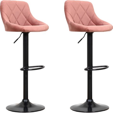2er Set Barhockern aus rosa Samt ROBIN
