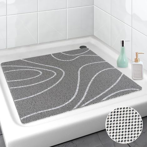 Tapis de douche antidérapant 60x60 cm, Tapis de douche en PVC avec luffa et massage, Douchette de baignoire confortable et séchage rapide, Tapis de douche pour baignoire (Gris A, 60 x 60 cm) (1/5)