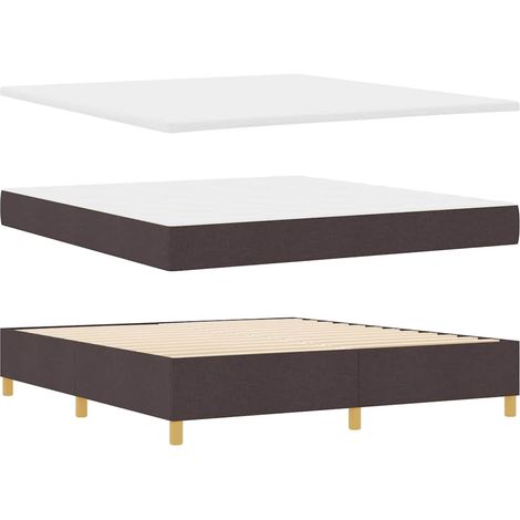 Lit à ressorts avec matelas Marron foncé 180 x 200 cm tissu vidaXL (1/5)