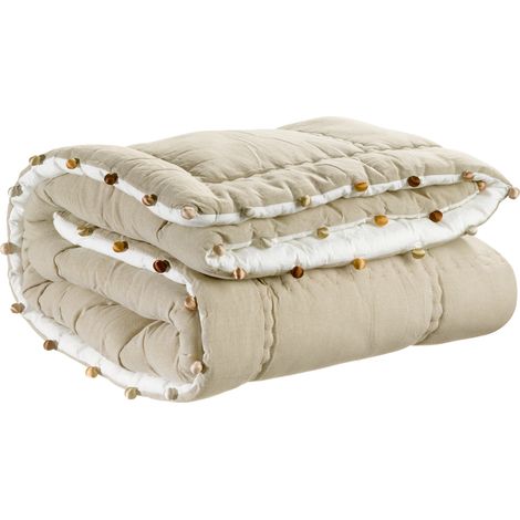 VIVARAISE - Édredon uni Gastounet en coton et polyester, couleur Sienne, 160 x 160 cm (1/3)