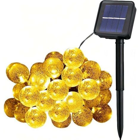Guirlande Lumineuses Solaires, 50 LED Guirlande Lumineuse Solaire Étanche, 8 Modes Guirlande Solaire Exterieur pour Jardin, Terrasse, Fêtes (Blanc Chaud)
