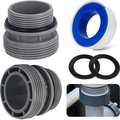 Schlauchadapter 40mm Poolpumpe Dichtung PTFE 2 Stück Grau A (1/5)