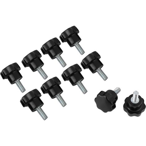 10 pièces Bouton Poignée Étoile Plastique M5x16mm Accessoires Machine Outil Noir (1/5)