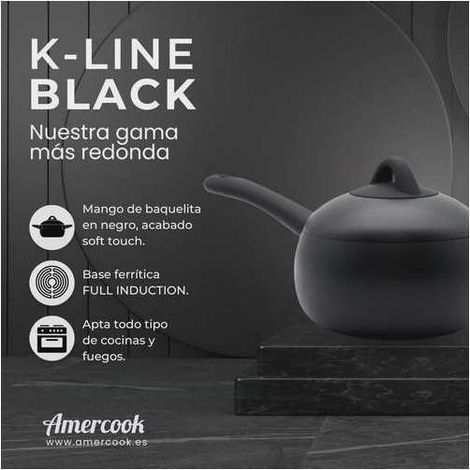 Cazo con tapa 16CM 2L k-line black KLI0416 AMERCOOK