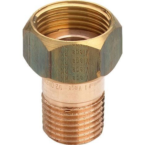 Viega Racor de conexión, R 3/8, G 1/2 Bronce rojo o bronce de silicio Modelo 3335, 320225