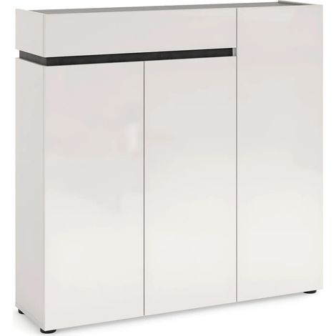 Scarpiera 3 Ante 120x34x115 cm Bianca con Cassetto Soft-Close (1/4)
