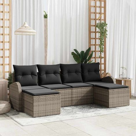 vidaXL Set Divano da Giardino 6 pcs Grigio Rattan in Polipropilene (1/5)