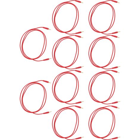 10 Ensembles de Câbles de Test Banane Soudés Mâle-Mâle, Section 0.44mm² Rouge pour Électronique et Laboratoire (1/5)