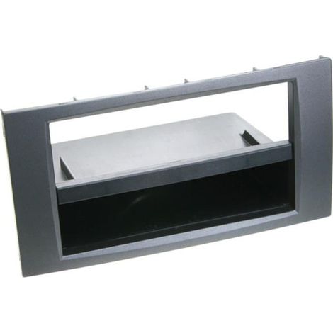 Support Autoradio 1Din ou 2Din compatible avec Ford 04-10 - Anthracite - Avec vide-poche